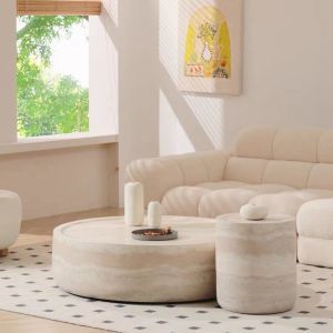 Stone coffee table living room light luxury modern round creative side table