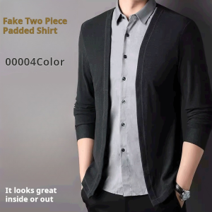 Mens selfheating doublesided velvet fake twopiece padded winter shirt