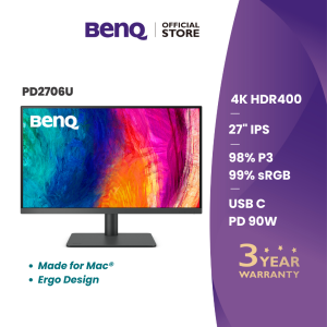 BenQ PD2706U 27" 4K UHD IPS Designer Monitor | USB-C 90W PD | HDR400 | P3 & sRGB Mac Ready