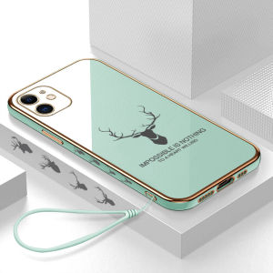 Hontinga Casing Case For OPPO A5 Pro 5G 4G A3X A3 A60 A16 A17 A17K A16S Case Cartoon ELK Deer Reindeer Luxury Chrome Plated Soft TPU Square Phone Case Full Cover Camera Protection Anti Gores Rubber Cases For Boys