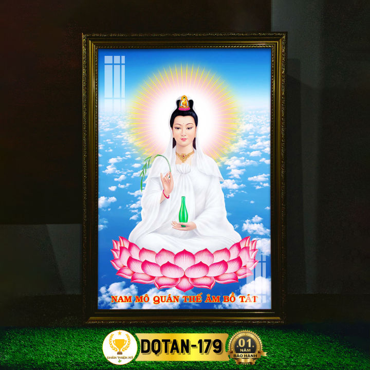 Tranh Thờ Quan Âm Bồ Tát Ngồi Có Đèn CHÂN THIỆN MỸ, Trang Trí Bàn Thờ ...