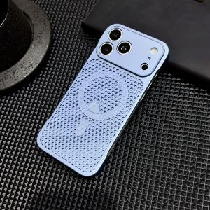 For Magsafe Metallic Paint Plastic Heat Dissipation Case For iPhone 17 16 15 14 13 12 11 Pro Max Magnetic Frameless Slim Cover