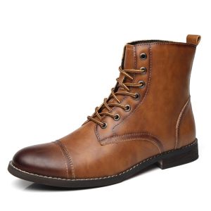 Brand Men Fashion Boots New Arrival Britsh Vintage Leather Boots Shoes Men Boots Autumn Winter Design Mens Ankle Boots Plus Size