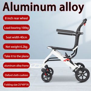 Ultra-light 6.2kg aluminum alloy folding wheelchair portable and can be taken on the plane white elderly disabled travel scooter