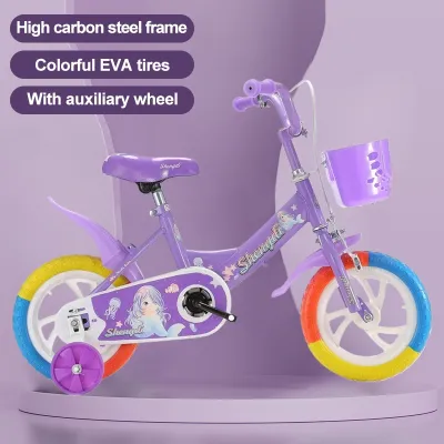 Kids Bicycle for 2-12 Years Old 12 Inch Wheels with High Carbon Steel Frame Auxiliary Wheels for Stability Unisex Design for Boys & Girls Ideal for Beginner Riders