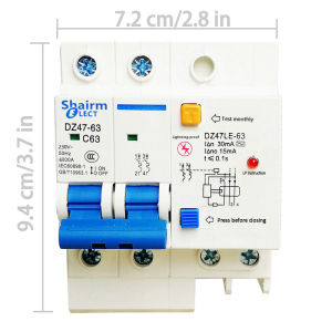 Shairme  switch Residual current circuit breaker with surge protector 2Pole 6A 10A 16A 20A 25A 32A 40A 50A 63A RCBO RCCB ELCB MCB with Lightning protection SPD