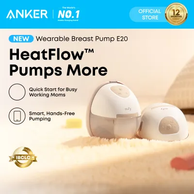 Anker eufy Wearable Breast Pump E20 Portable electric wireless Breast Pump White with heatflow heat technology ultra quiet hospital grade suction app control multi rhythm T6060