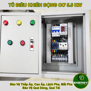 Tủ Điều Khiển Động Cơ 5.5kW - Bảo Vệ Thấp Áp Cao Áp Lệch Pha Quá Dòng - Thiết Bị Điện ENERGY