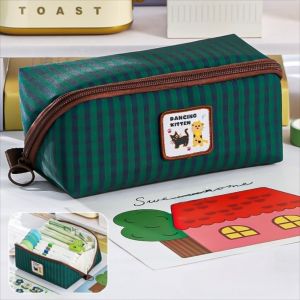 TIMOTHEAM Phong cách Hàn Quốc Hộp bút hình lăng kính Bộ lưu trữ máy tính để bàn Dung lượng lớn Túi đựng bút  Phim hoạt hình Phong cách Ins Túi văn phòng phẩm lưới Giá đỡ văn phòng phẩm