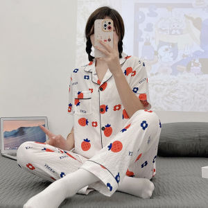 Y&L Fashion #C011 Summer Lightweight And Breathable Pure Cotton Cartoon Print Short Sleeve Pajama Set