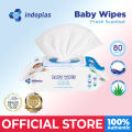 Indoplas Antibacterial Disinfectant Baby Wipes 80 Tender sheets pack of 10 FDA Approved. 