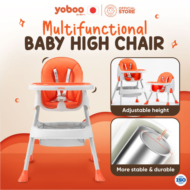 Yoboo Foldable I Multifunctional Baby High Chair Adjustable Height  Removable Legs Soft, comfortable, waterproof, stain-resistant and easy to 