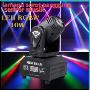 Lampu Sorot Panggung LED Stage Spotlight Beam Moving Head 10W - DM512 / Lampu Panggung Sorot Led Warna Warni Bergerak Sensor Suara / Lampu Disko Jarak Jauh / Lampu Sorot Tembak
