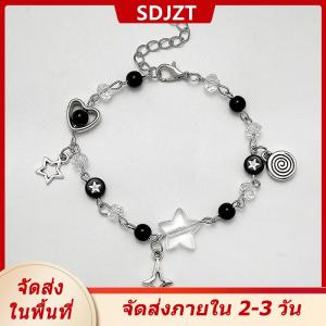 [COD] SDJZT Ship within 24 hours New Trendy Y2K Couple Bracelets For Women Girl Hollow Pentagram Guitar Pendant Beaded Bracelet Friends Jewelry Gift