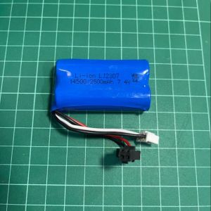 แบตเตอรี่รถบังคับ แบบลิเธียมไอออน ขนาด 2500 mAh  7.4V สองเซลส์  สายสองเส้น แจ็คดำ