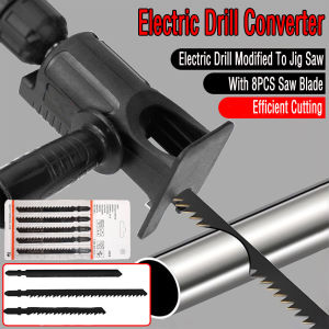 Reciprocating Saw Adapter Portable modified electric drill Wood Cutter Machine Adapter With 8PCS Saw Blade Modified Electric Drill Power Tools Wood Cutting Cutter Adapter Drill saw machine converter