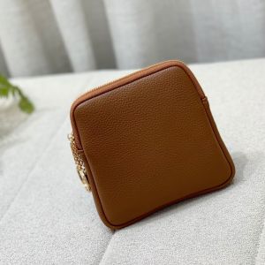 Multi-Purpose Square Mini Makeup Pouch / Napkin Holder / Coinpurse Wallet PU Leather with Heart Chain