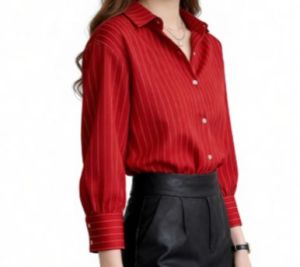 Blouse Women Elegant Stripe Long Sleeve Shirt Korean Style Chiffon Business Formal Shirt Women Office Wear Baju Kemeja Perempuan