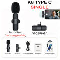 K9 Wireless Microphone Rechargeable Audio Video Recording Mic For Type & IOS Live Vlogging Mobile Phone Microphone. 