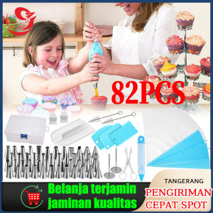 82 pcs Pieces Turntable Decorating Nozzle Set Perlengkapan Kue Kue Set