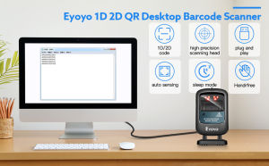 【👍👍👍Seller recommend & 1~2 days delivery】Eyoyo USB แบบมีสาย2D 1D Barcode Scanner แบบแฮนด์ฟรี PDF417เครื่องสแกนบาร์โค้ดแบบตั้งโต๊ะข้อมูลเมทริกซ์บาร์โค้ด QR Code  Reader สแกนเนอร์หน้าจอตื่นขึ้นมาโดยอัตโนมัติสำหรับร้านค้าปลีกซูเปอร์มาร์เก็ตห้องสมุด