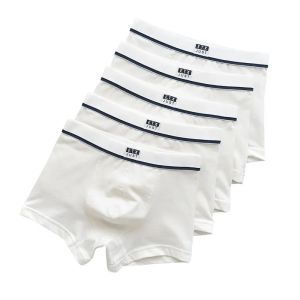 5pcs/pack Boys Underwear Pure White Color Short Boxers Teenage School Boys Panties Breathable Underpants for Kids Child Clothes2026