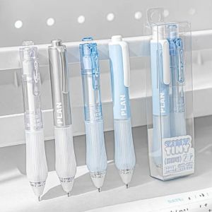 QWWRG 2 pcs Press Tiny Gel Pens Set ABS Multifunction Gel Pen Mini Book Pen Sign Pen Student Writing Pen Smooth Writing