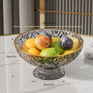 Drainable Tall Fruit Bowl Luxury High Leg Drain Fruit Plate Removable Crystal Glass Fruit Tray