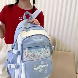 LJSanrio Melody Kulomi Backpack High Capacity Cartoon Waterproof Womens Laptop Bag Anime Peripherals Girls School Bag