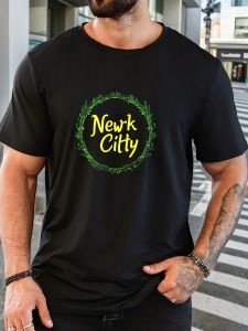 Mens 100% Cotton Printed T-Shirt Newk City Pattern Summer Casual Oversized Round Neck Short Sleeve Comfortable Daily Wear Tee