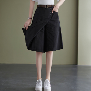 High Waist Shorts for Womens Fake Two-piece Skirt Pants New Fashion All-match Loose Large Size A-line Wide-leg Shorts