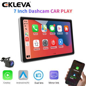 EKLEVA New 7 inch 4K Car DVR Wireless/wired Apple CarPlay Android AUX Dash Cam Bluetooth Rearview Camera Video Recorder Dashboard