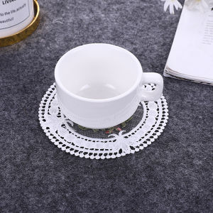 wangyueh 12cm cổ điển ren Coaster placemat thêu thủ công bát cốc cà phê Coaster phong cách Châu Âu vải chống bỏng bảng tấm mat