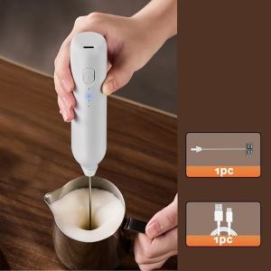 Vixplorn Rechargeable Milk Frother Egg Beater Electric Mixer USB Stainless Steel Whisks For Coffee Latte Baking Kitchen Handheld Foam Maker