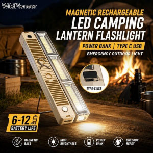 WildPioneer Rechargeable LED Camping Lantern Magnetic Flashlight Type C USB Power Bank Emergency Light
