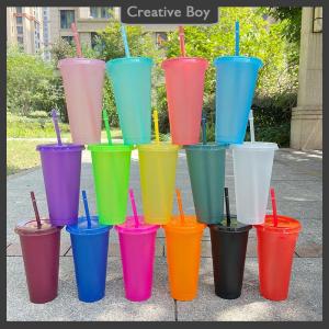 [Creative] Cốc rơm uống cốc rơm với nắp nhựa Tumbler Matte Coffe chai cup cấp thực phẩm PP nhựa với rơm