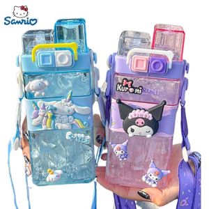 Kawaii Sanrioed Water Bottles Cute Anime Cinnamoroll Kuromi Cartoon Portable Cup 520ml Bottle Gift for Kids Boys Girls Gift