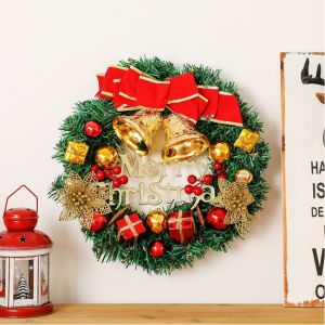 30cm Artificial Christmas Wreath With Decorations Handmade Christmas Wreath Garland for Xmas Party Home Wall Window Decorations