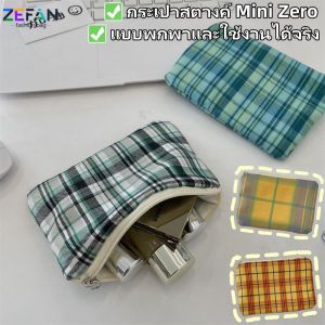 ZEFAN กระเป๋าสตางค์ขนาดเล็กศูนย์ลายสก๊อตซิปกระเป๋าสตางค์ขนาดเล็กพกพากระเป๋าเก็บในทางปฏิบัติ