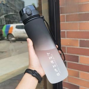 DGFDF PC 1 Liter Sports Water Bottle Gradient Color Large Capacity Large Capacity Sports Kettle Fashion Portable Leak Proof Colorful Plastic Cup