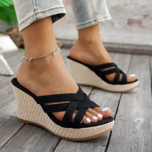 Free Shipping Ultra-High-Heeled Sandals For Women New Summer Korean Style Versatile Thick-Soled Waterproof Platform Open-Toe Single-Strap Wedge-Heeled Sandals