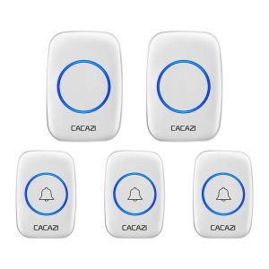 CACAZI Wireless Waterproof Doorbell US EU UK Plug 300M Range Home Intelligent White Door Bell Chime 1 2 Button 1 2 3 Receiver