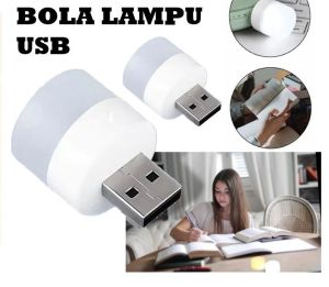 Lampu USB LED Mini Portable Lid Ukuran Kecil Bulat Bohlam Terang Untuk Emergency/Tidur/Belajar