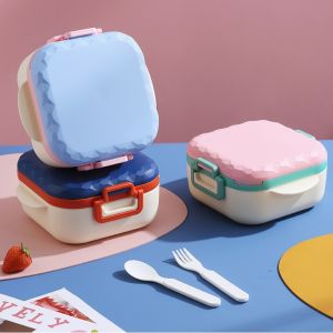 Lunchbox Korea 800ml Macaron 3 Sekat Bekal Korean Kotak Makan Anak Bento Free Sendok HX 54725
