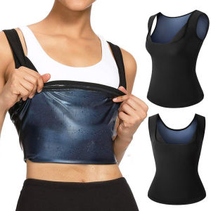Plus Size Polymer Sauna Sweat Vest for Women Heat Trapping Sweat Sauna Shaper Shirt Workout Weight Loss Tank Top