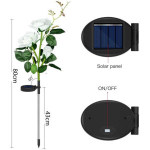 Solar Light Waterproof 3 Bigger Rose Flowers Lights for Garden Yard Lawn sidewalk Pathway Lighting