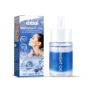 Eelhoe Blue Copper Peptide Anti-Wrinkle Essence Deep Repair Shrink Pore Skin Care Anti-aging Face Serum Dilutes Fine Lines Moisturizing Brightening Midnight Essential Oil Blue Copper Peptide Stay Up All Night Anti-Wrinkle Essence Oil(30ml)