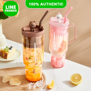 แท้ 100% Line Friends ขวดน้ำแบบพกพาเกรดอาหาร 1200ML ขนาดใหญ่ความจุทนอุณหภูมิสูงที่ถอดออกได้ ซิปปี้ คัพ กาต้มน้ำ LFB73