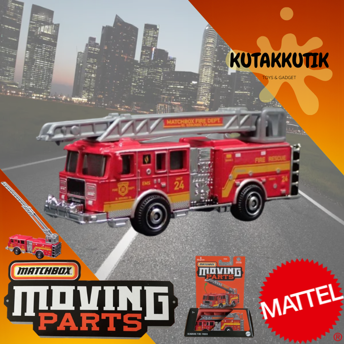 Matchbox Moving Parts Mobil Pemadam Kebakaran Fire Rescue Seagrave