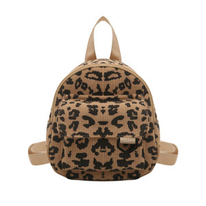 ZEFAN ใหม่เวอร์ชั่นเกาหลีผ้าลูกฟูกแฟชั่นเสือดาวพิมพ์วิทยาลัยลมสบาย ๆ กระเป๋าสะพายคู่